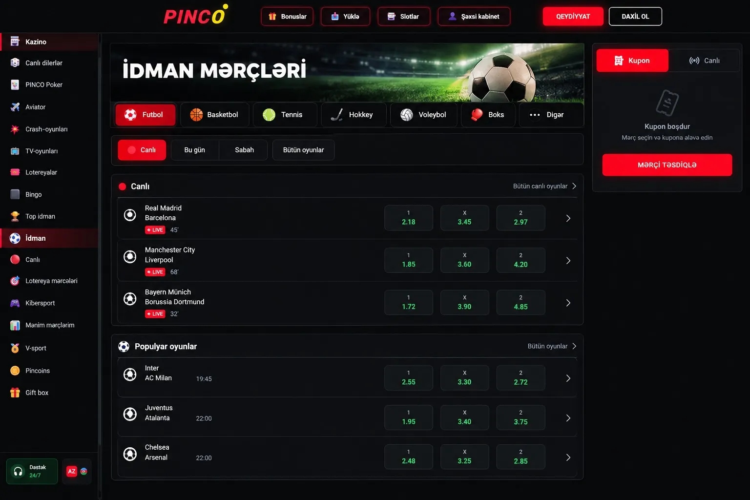 Pinco Bet giriş və mobil saytdan i̇stifad — Pinco giriş
