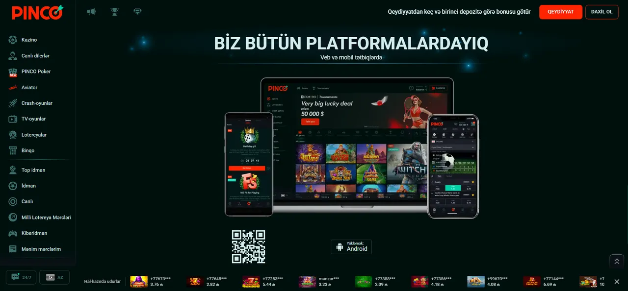 Pinco mobil versiya və rahat oyun təcrübəsi