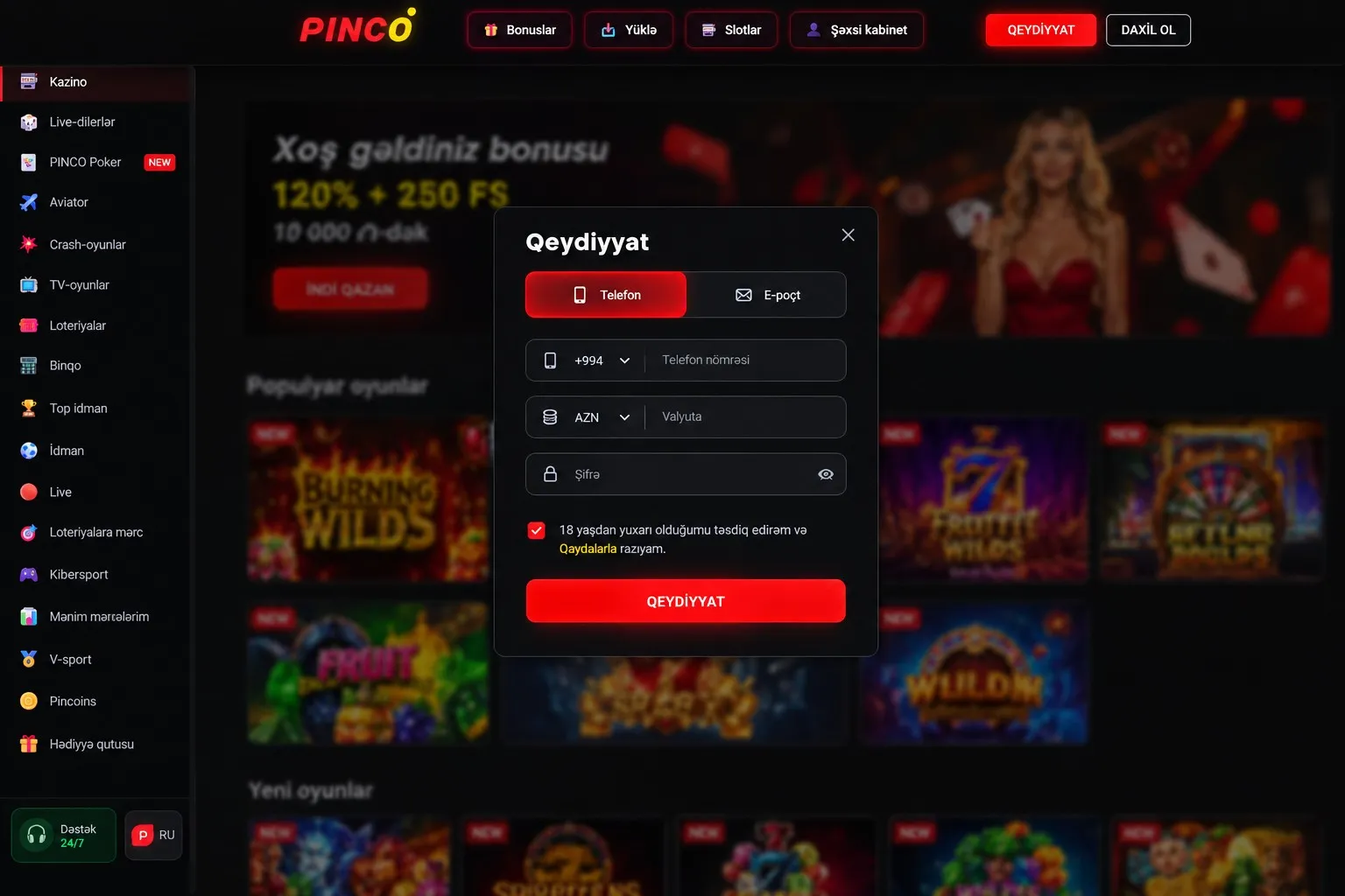 Pinco yeni giriş – yeni i̇stifadəçilər üçün qeydiyya — Pinco giriş